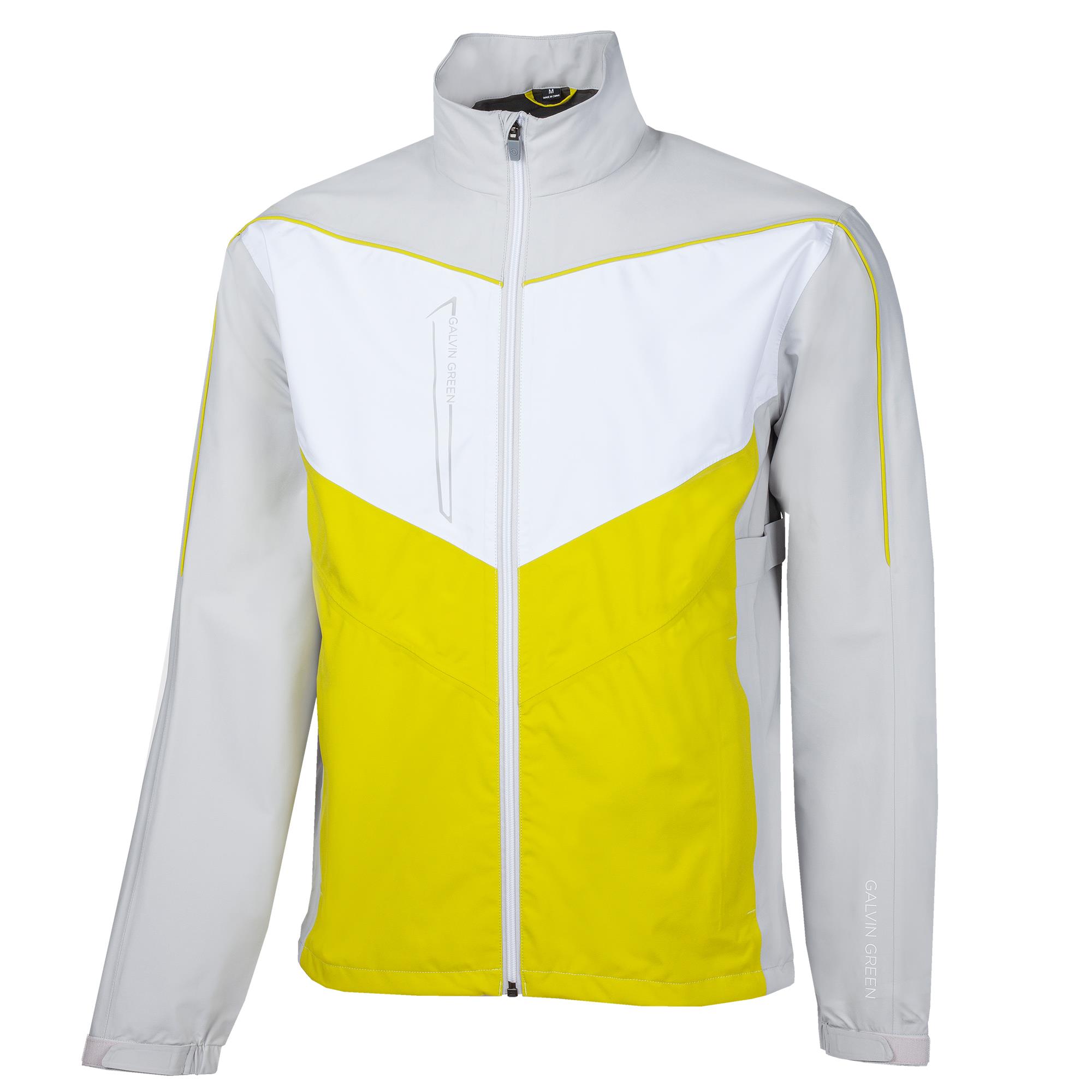 Galvin Green Armstrong Paclite Gore-Tex Mens Waterproof Golf Jacket Cool Grey/Sunny Lime/White